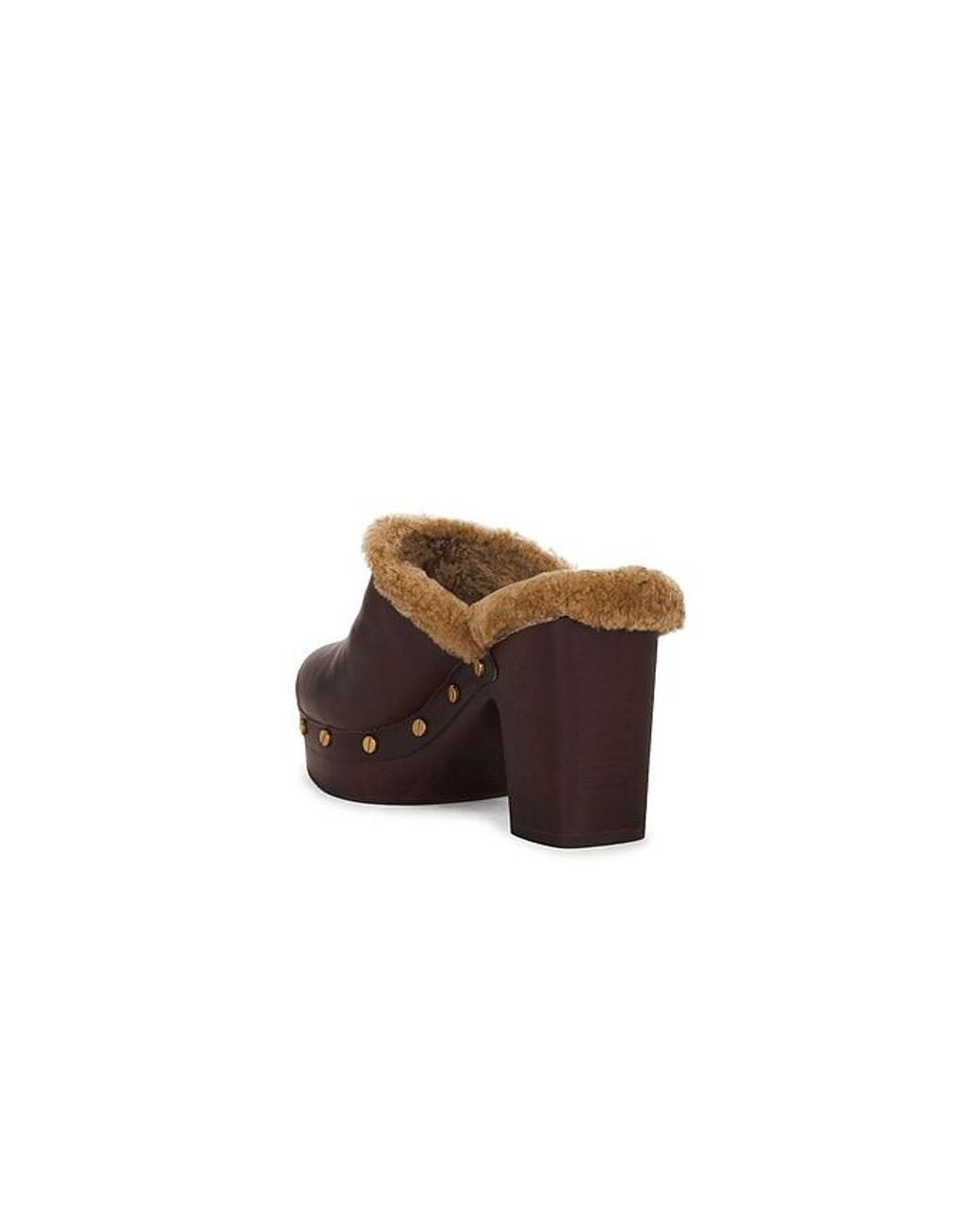 Veronica Beard Brown Larken Shearling Platform Clog