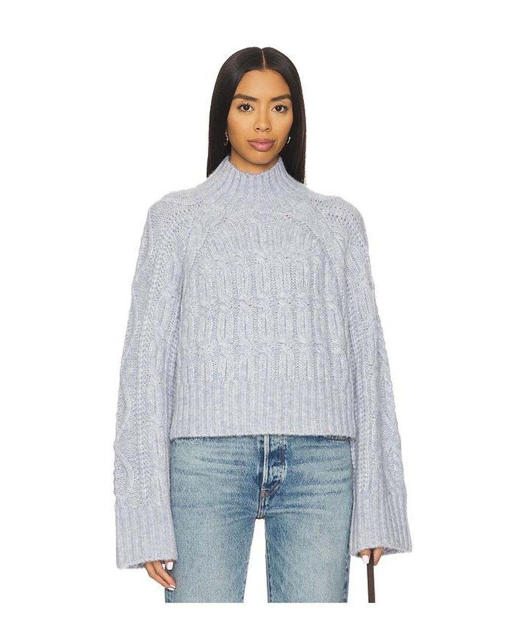 Tularosa Blue Arta Mock Neck Cable Sweater