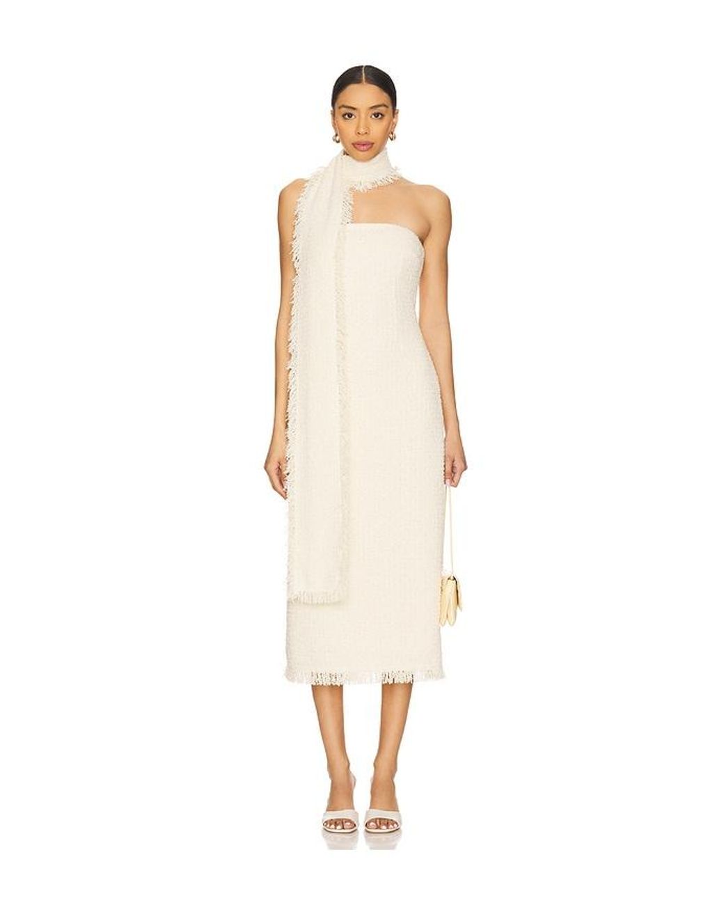 SER.O.YA White Lott Boucle Midi Dress
