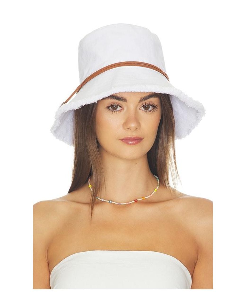 Hat Attack White Fringed Bucket Hat