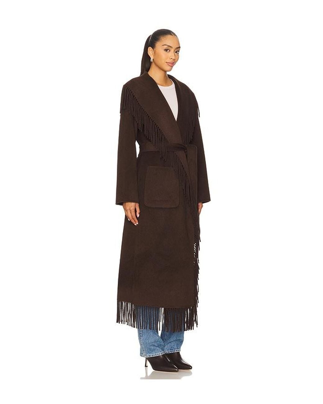 Jonathan Simkhai Brown Carrie Fringe Robe Coat