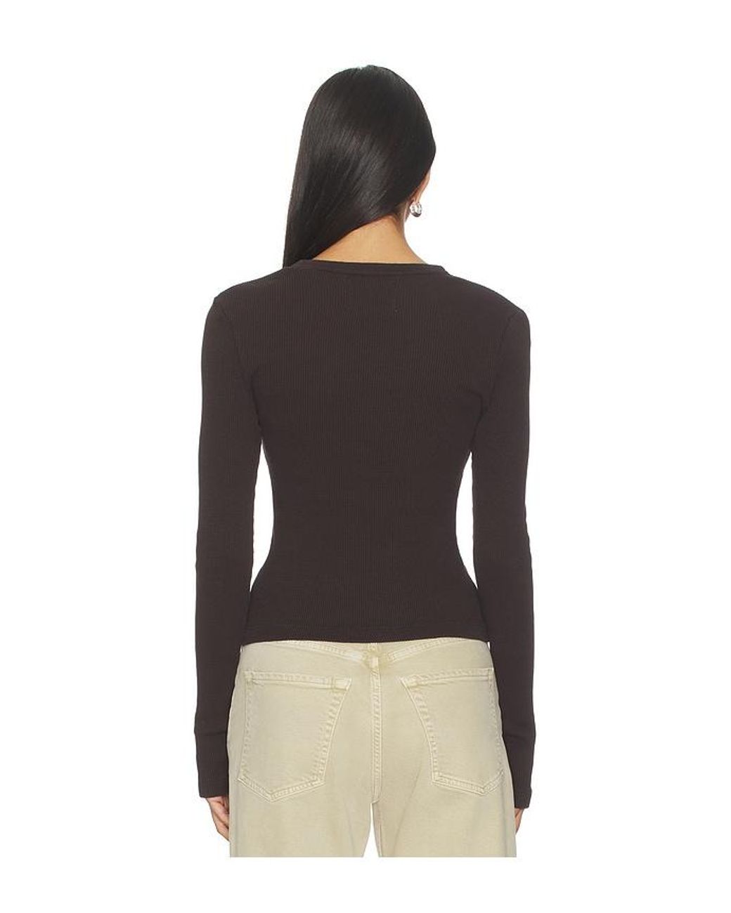 Citizens of Humanity Black Pilar Waffle Crewneck Top