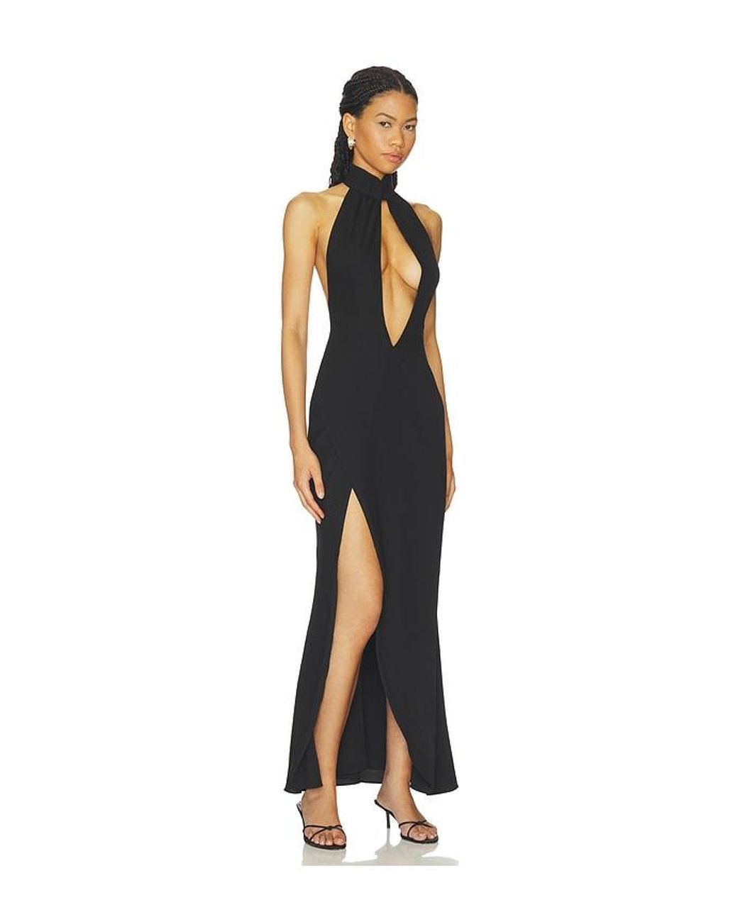 GUIZIO Black Suki Halter Neck Gown
