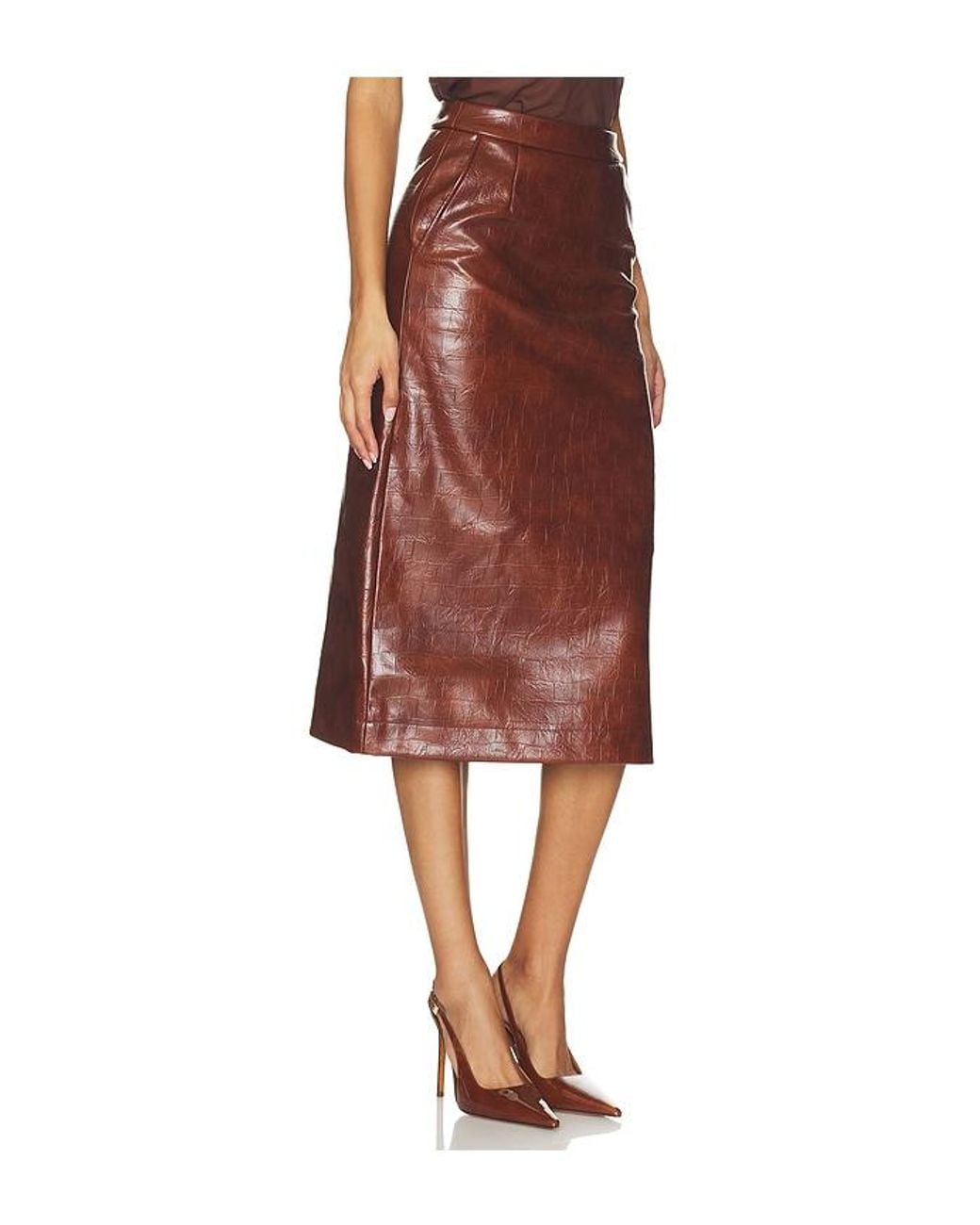 Essentiel Antwerp Red Kind Faux Leather Skirt