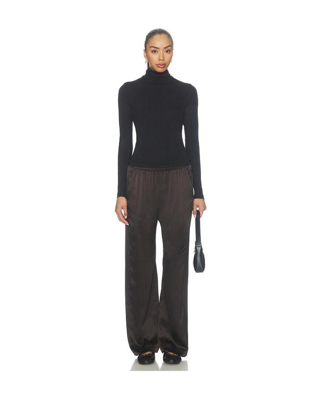 Enza Costa Black Supima Cotton New Classic Longsleeve Turtleneck