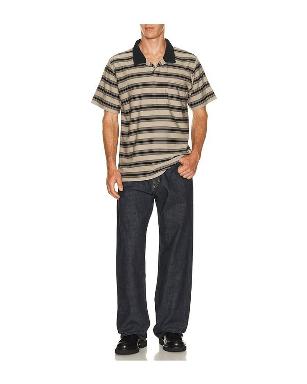 Rhythm Black Vintage Stripe Havana Polo for men