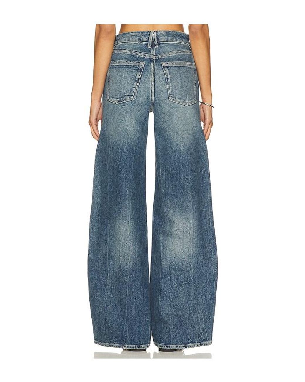 GOOD AMERICAN Blue Good Skate Wide Jeans