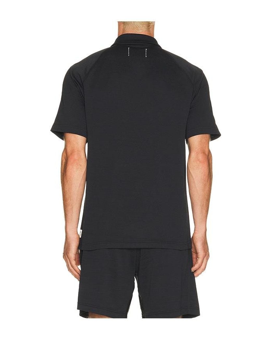 Reigning Champ Black Solotex Mesh Tiebreak Standard Polo for men