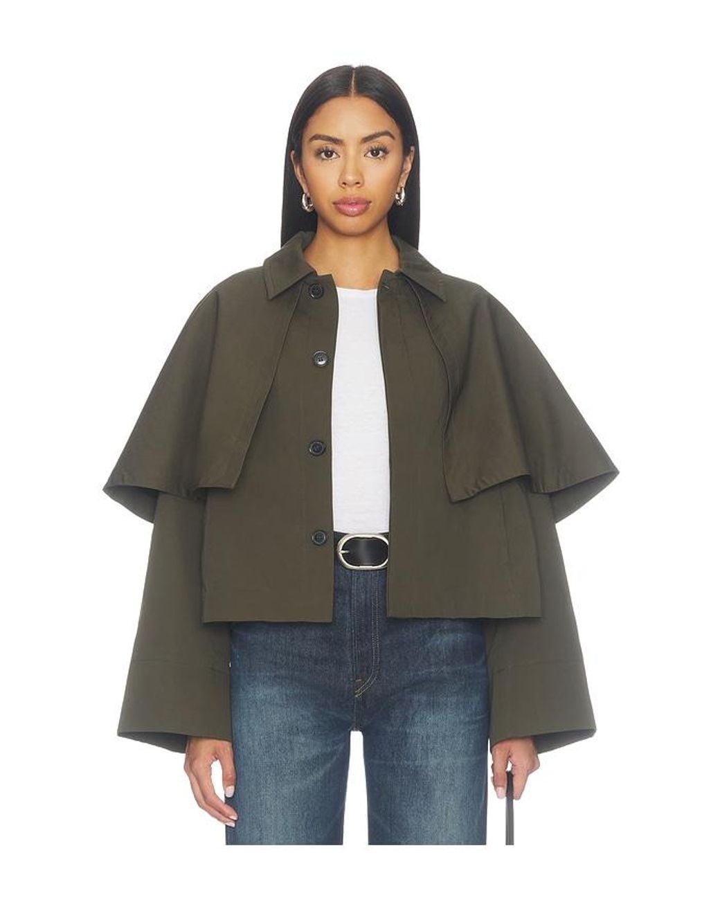 FRAME Black The Paddock Cape Jacket