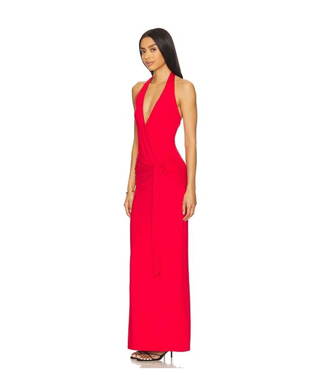 superdown Red Chloe Halter Maxi Dress