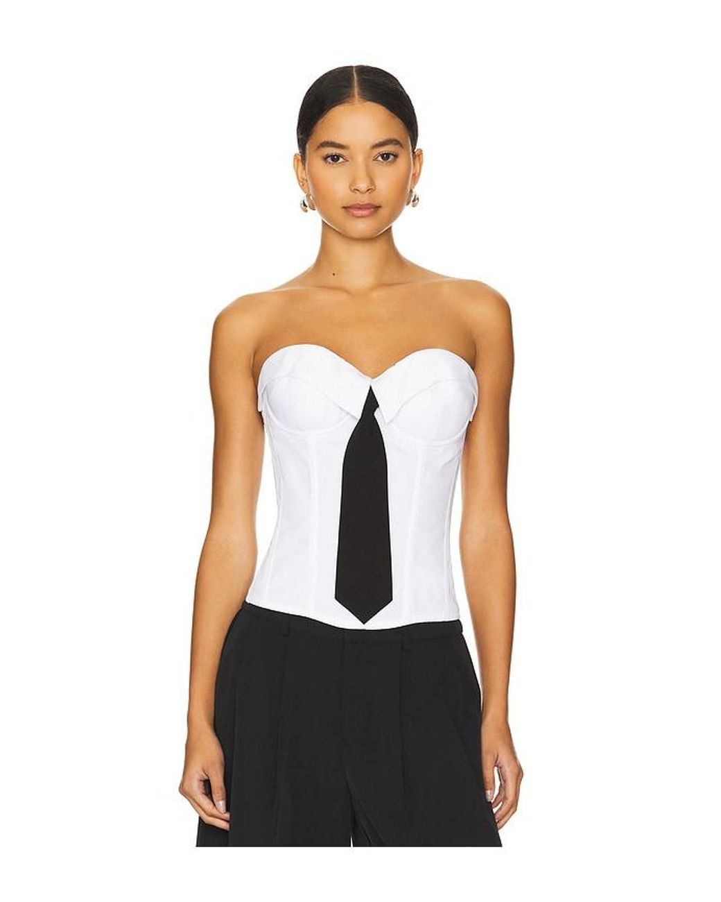 GUIZIO White Chrys Pinstripe Corset