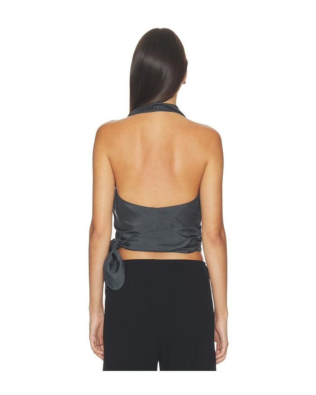 St. Agni Blue Silk Halter Wrap Top