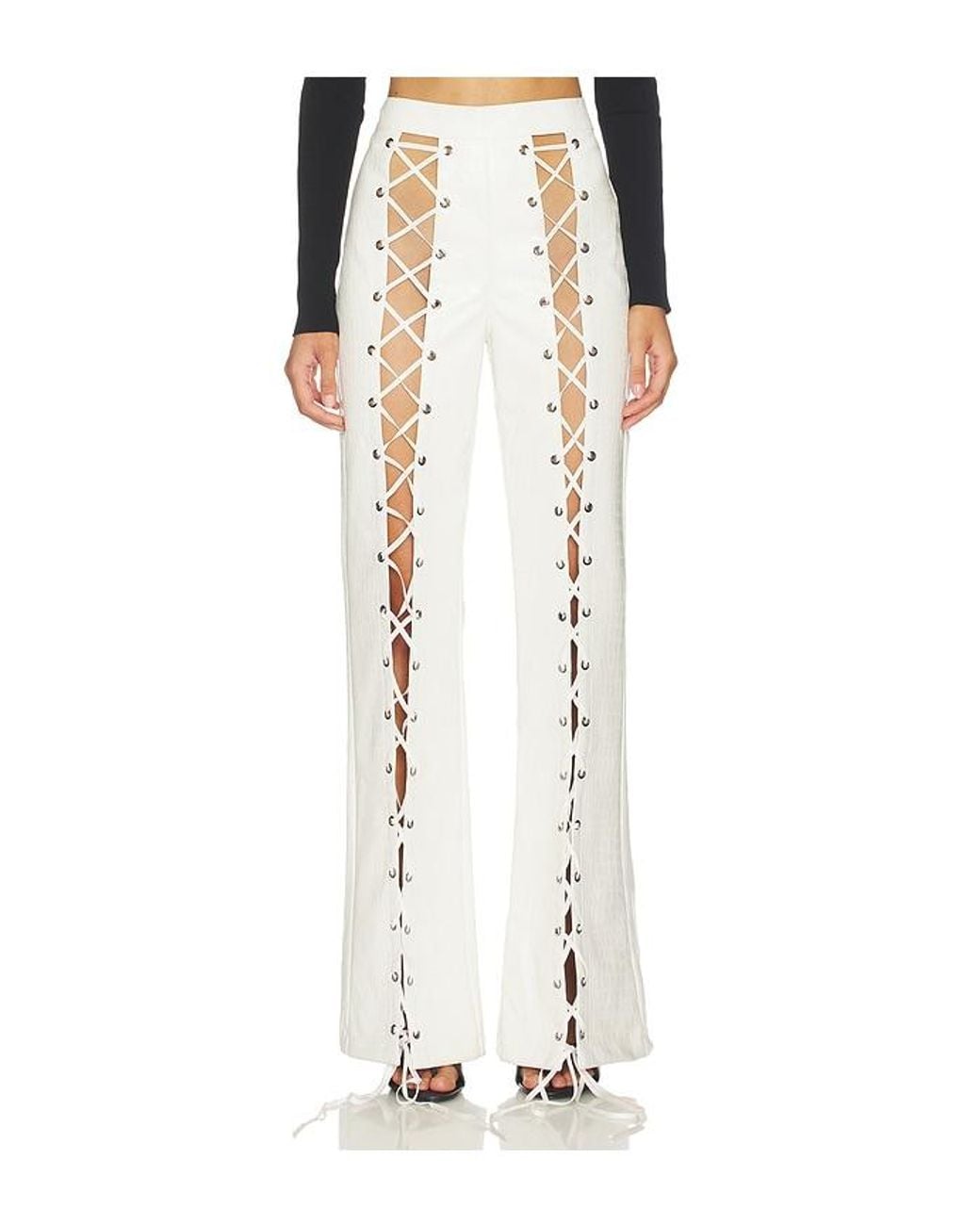 Kim Shui White Croc Lace Up Pant