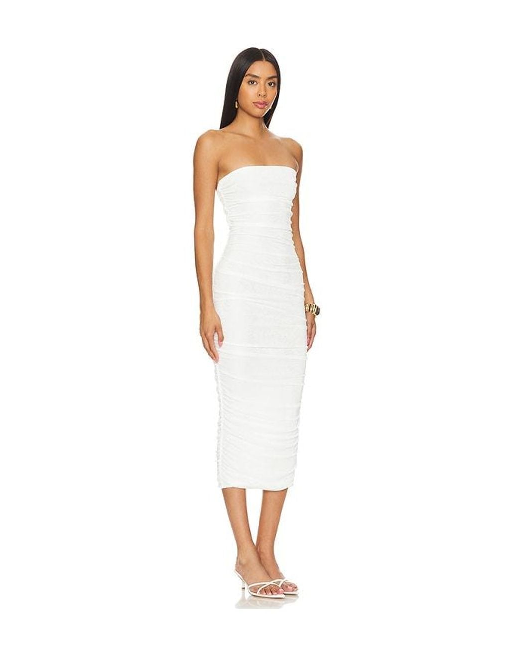SER.O.YA White Martha Strapless Midi Dress