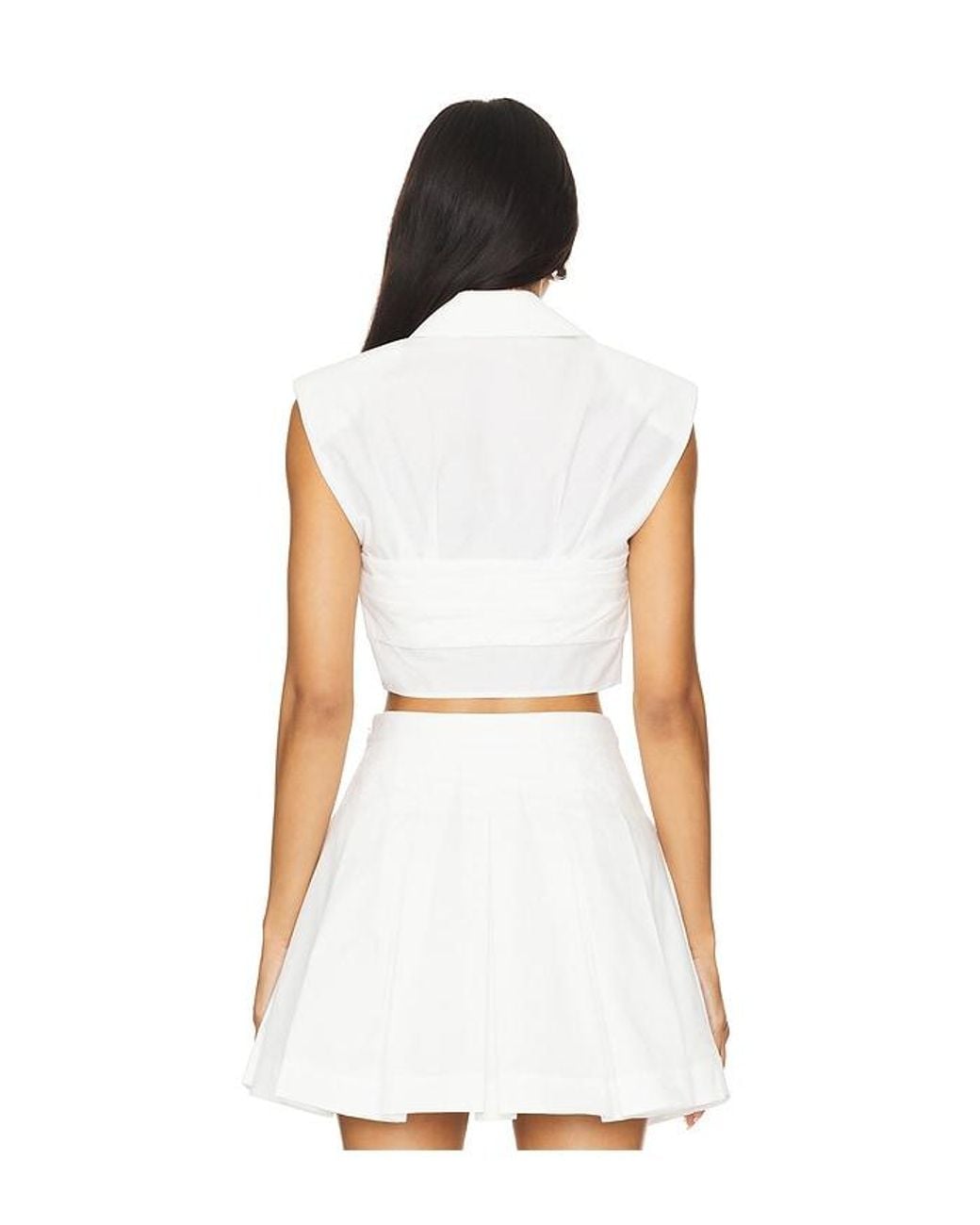 Jonathan Simkhai White Emie Cropped Box Sleeve Top