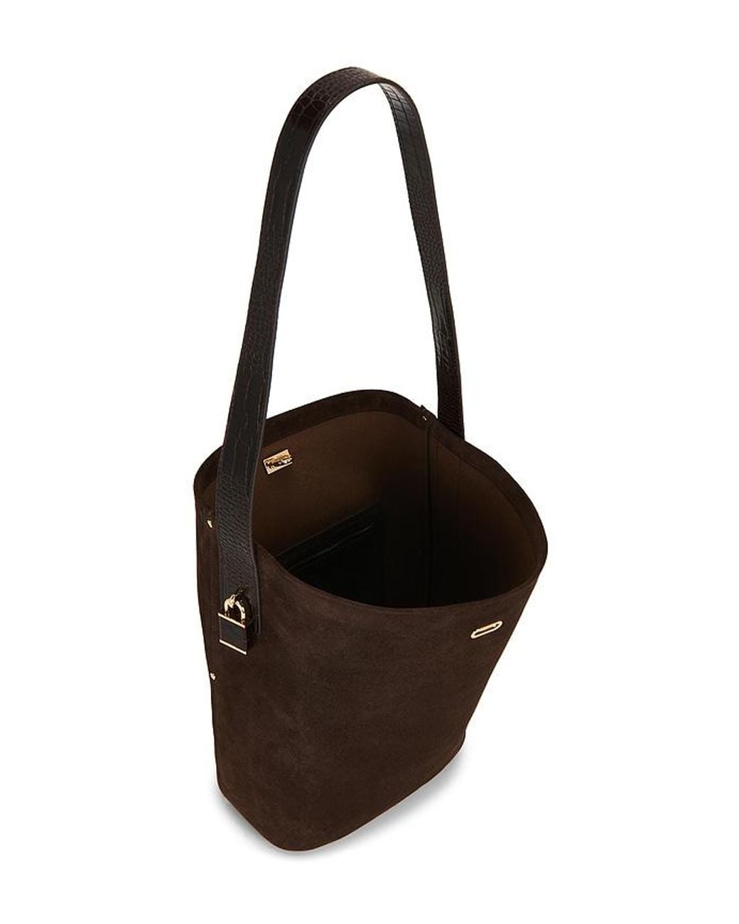 Tory Burch White Lock Suede Slim Bucket Bag