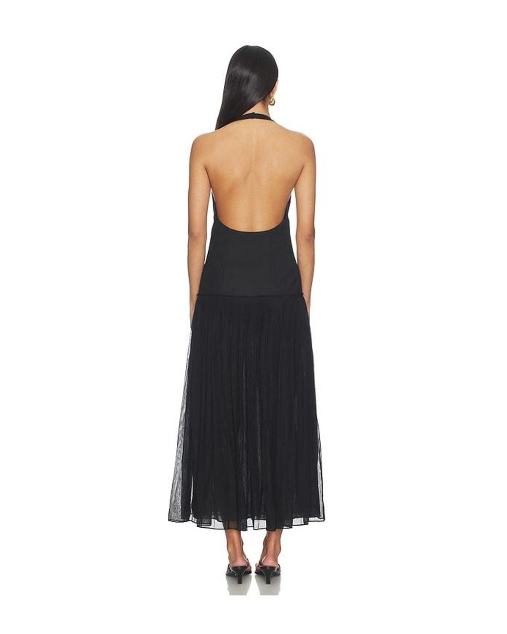 Rohe Black Pleated Muslin Halter Dress