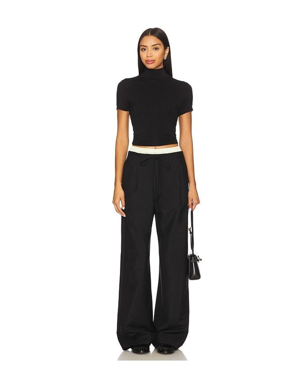 LNA Black Demi Fitted Mock Neck Top