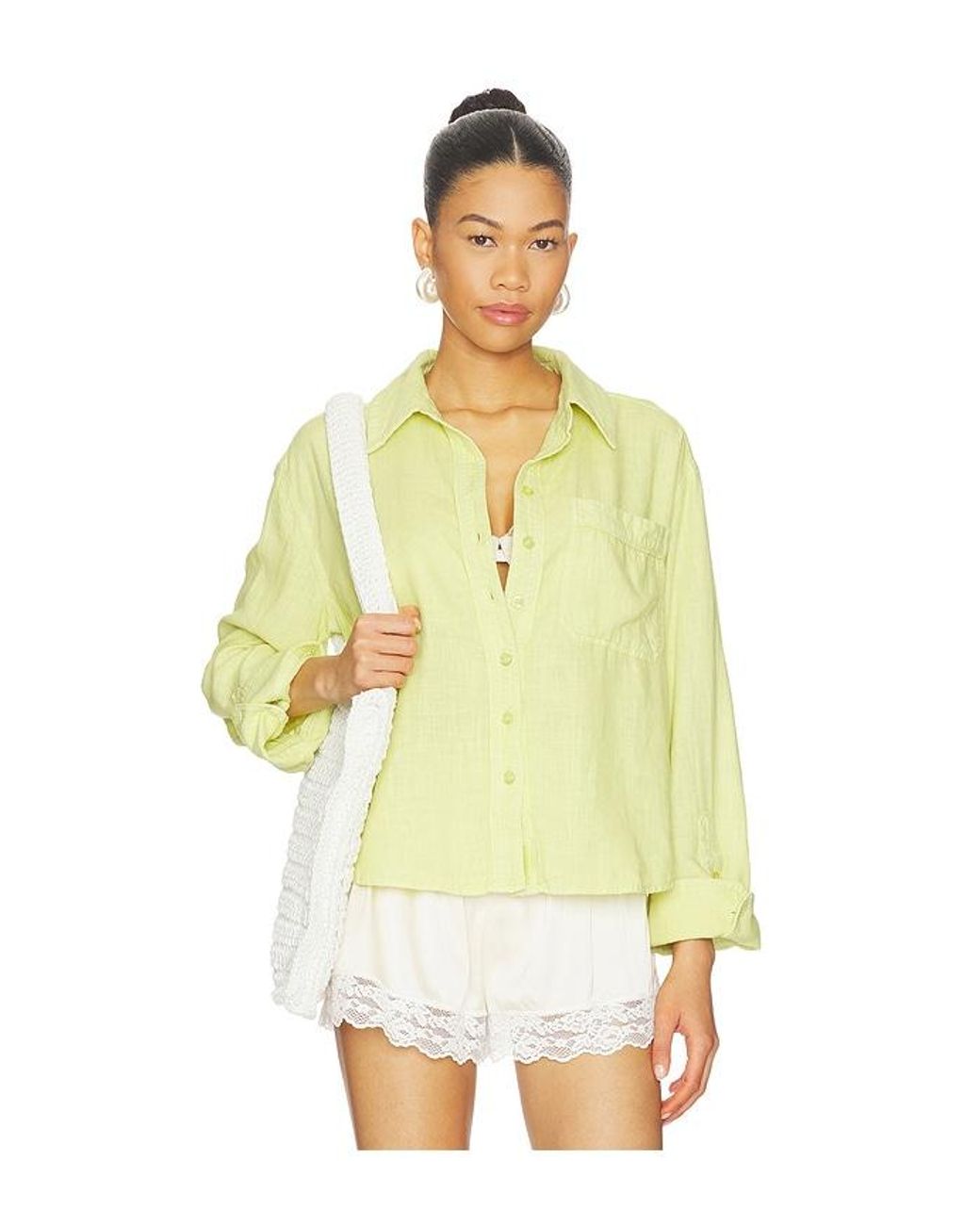 Free People Yellow X We The Free Linen Laurel Top