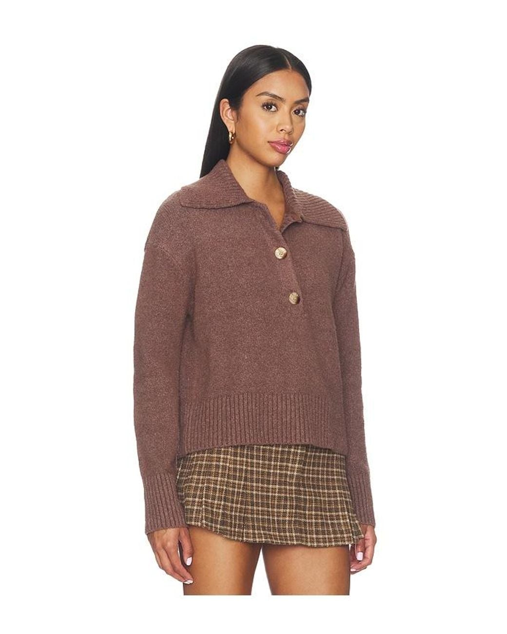 Free People Brown Trading Up Polo Top