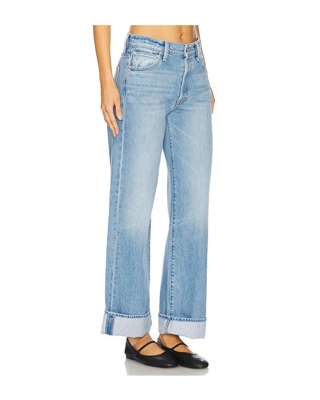 Mother Blue The Dodger Button Hover Cuff Jeans