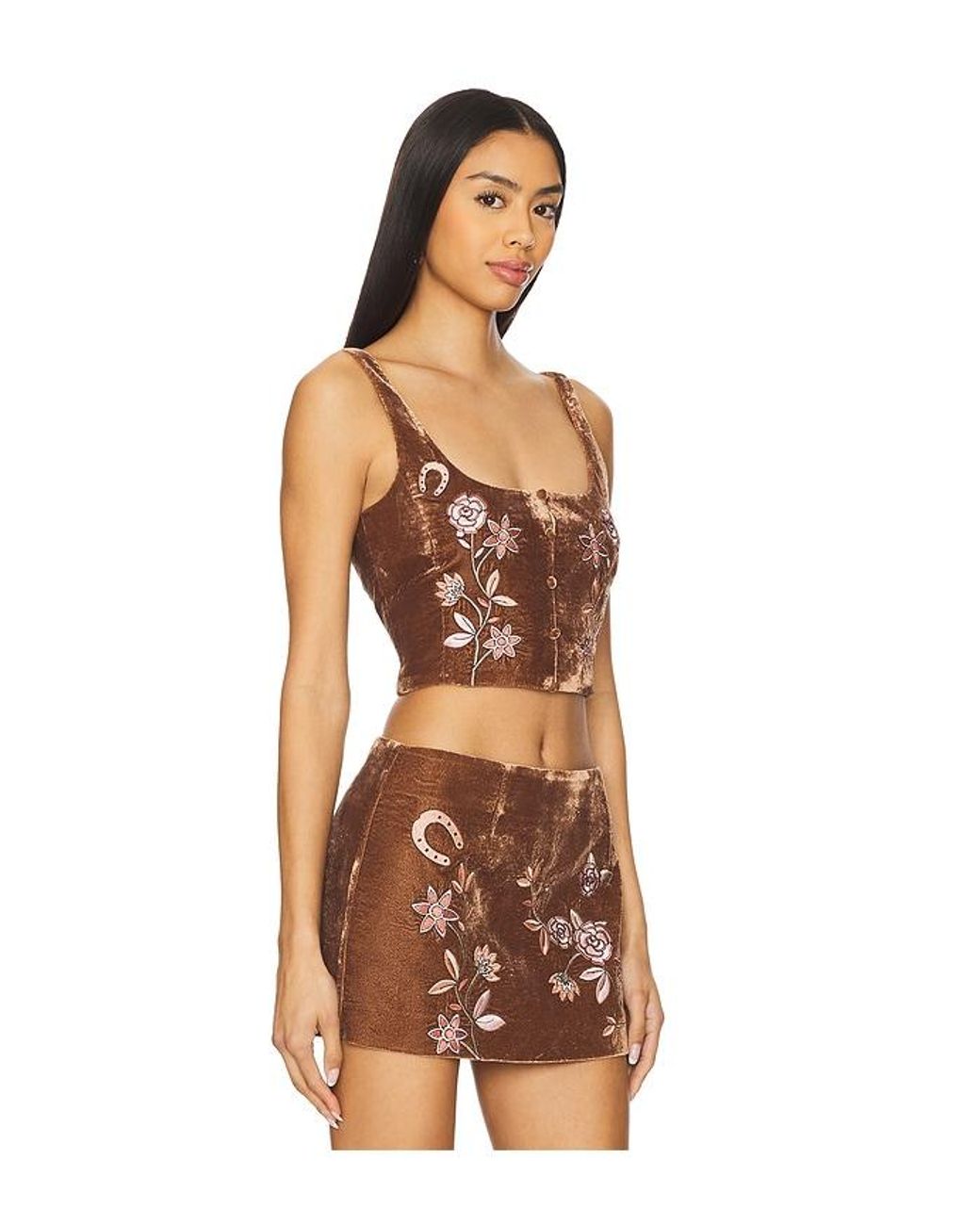 Leslie Amon Brown X Revolve Desert Top