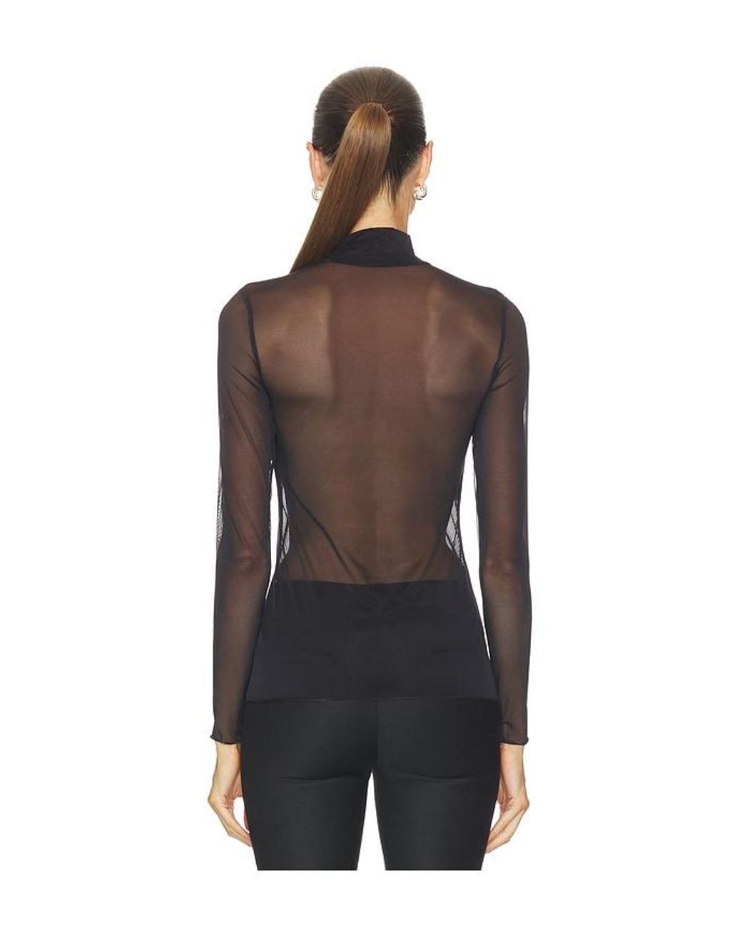 Commando Black Chic Mesh Long Sleeve Turtleneck