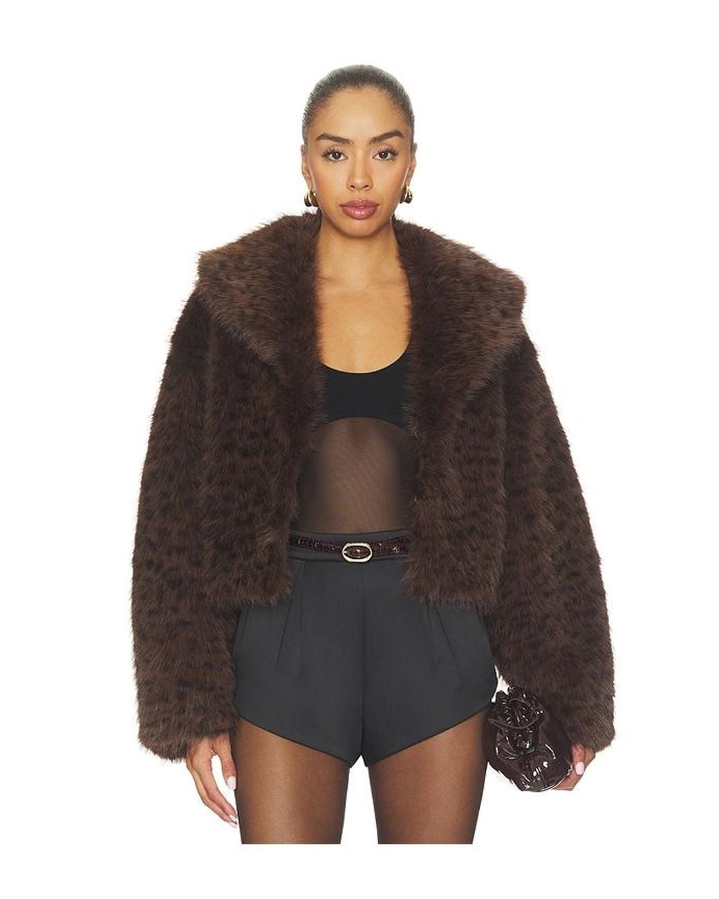 MAJORELLE Black Astrid Faux Fur Jacket