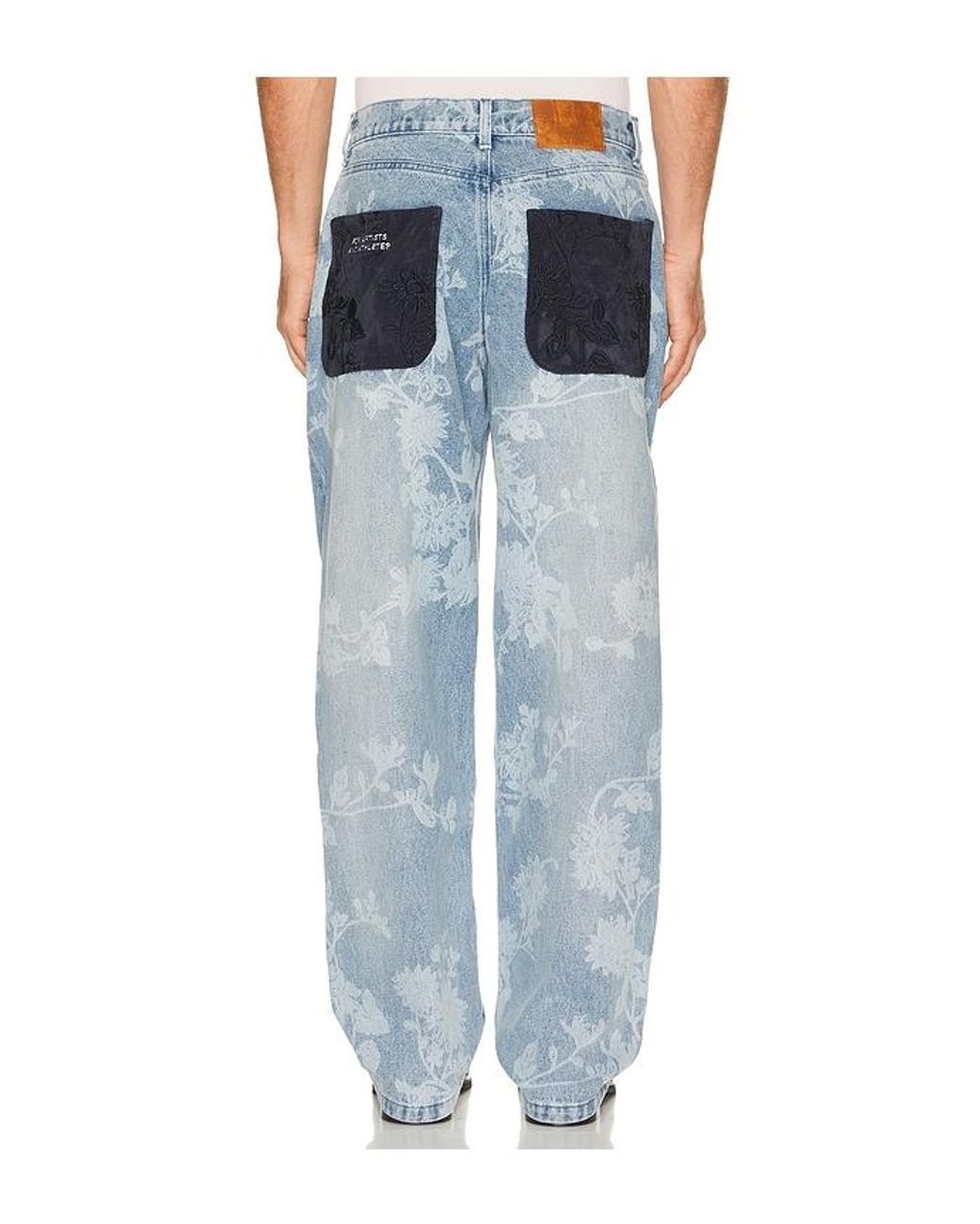 Ryoko Rain Blue Laser Engraved Floral Jeans for men