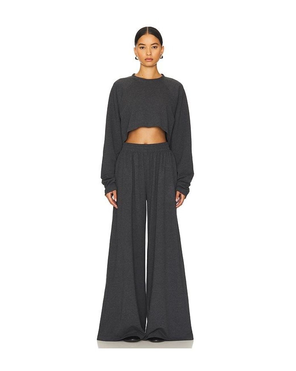Norma Kamali Black Oversized Cropped Cotton Tee