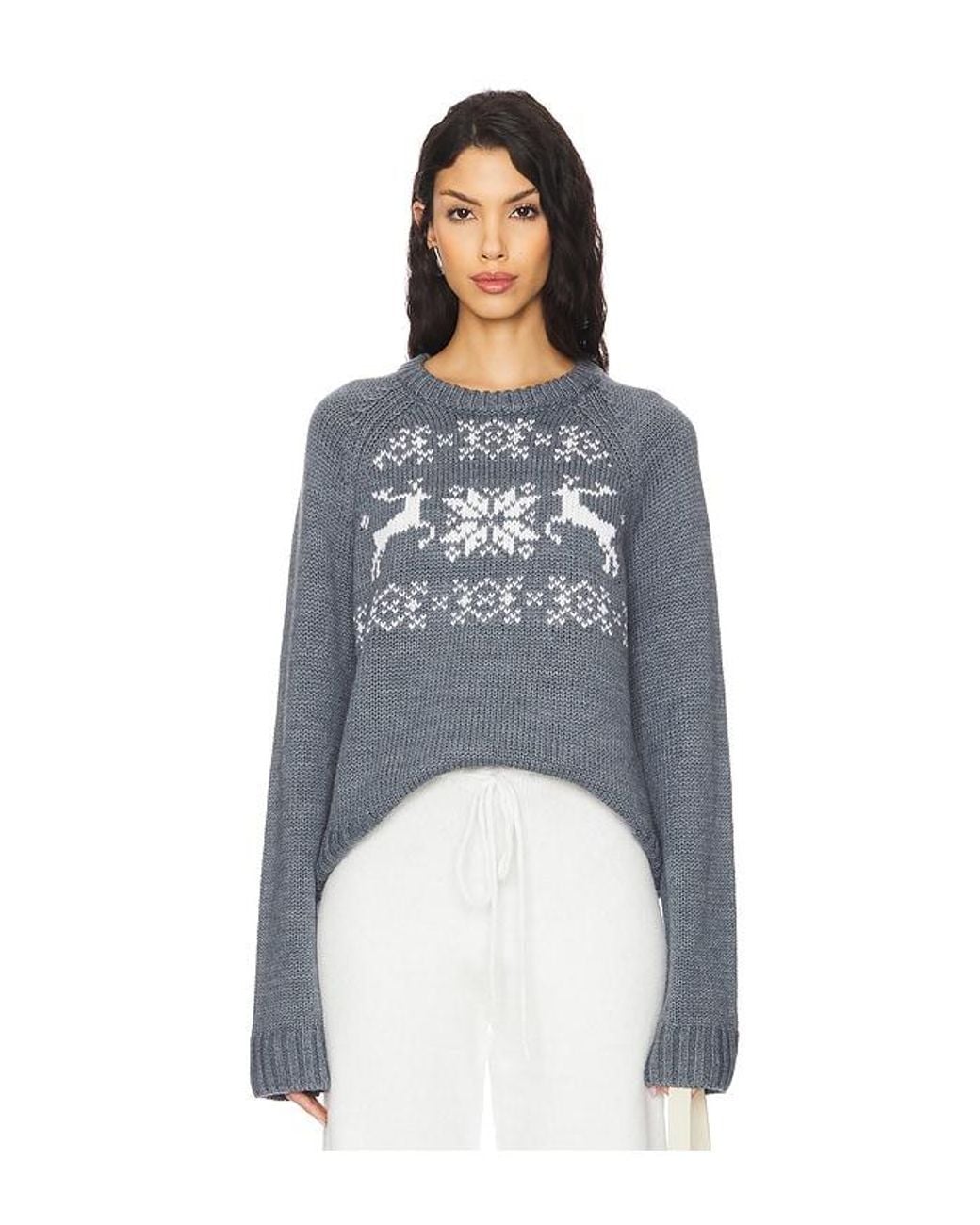 Lovers + Friends Blue Leo Fairisle Sweater