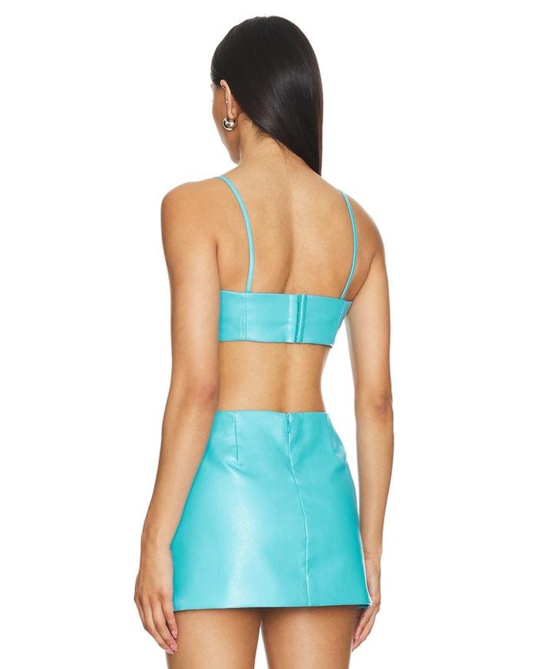Lovers + Friends Blue Nova Faux Leather Crop Top
