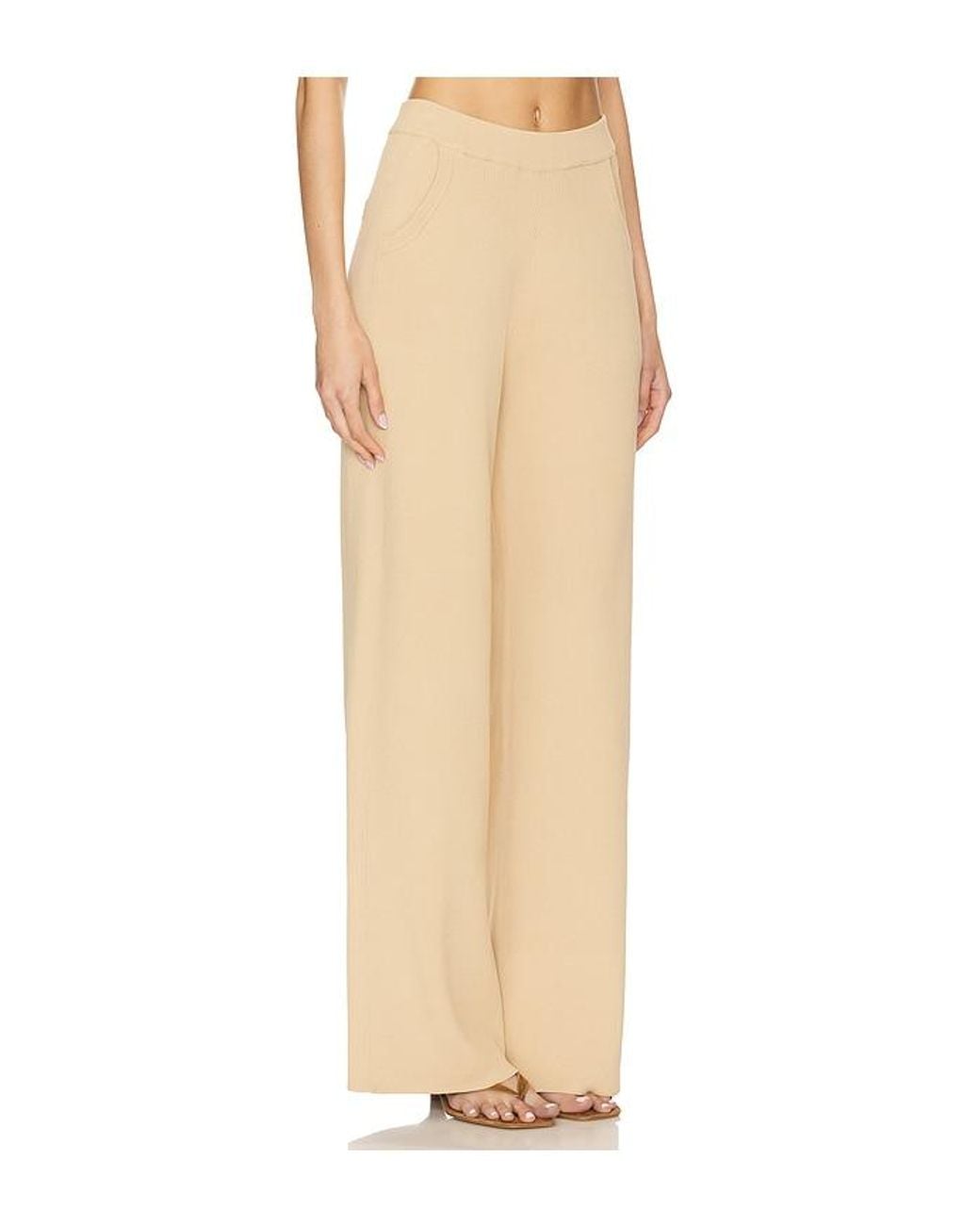 AEXAE Natural Fine Knit Ribbed Straight Leg Pant
