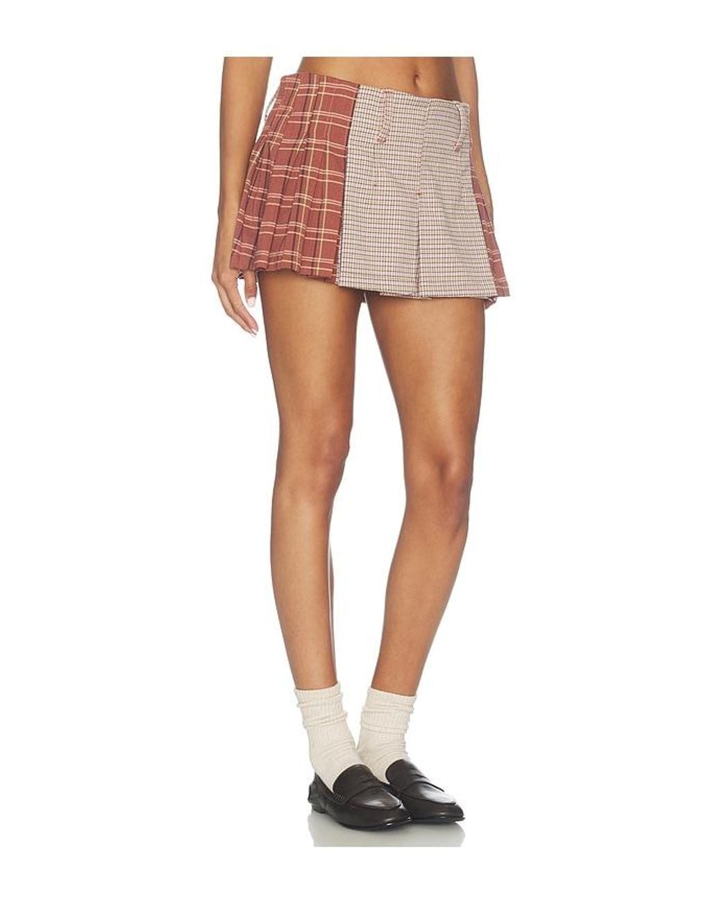 Free People Multicolor Sherry Pleated Mini Skirt