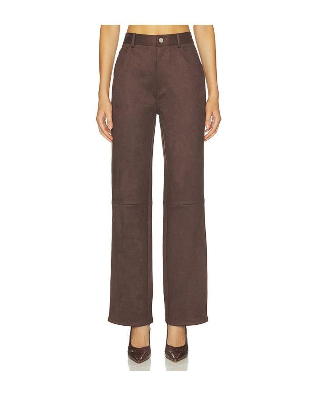 Elodie the Label Brown Etienne Faux Suede Pant