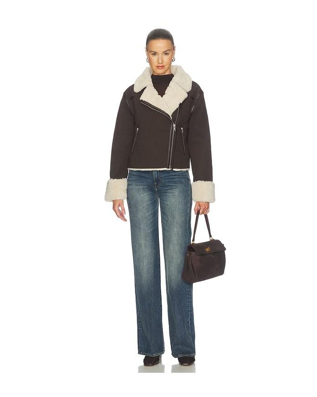 Hudson Black Faux Suede Shearling Jacket