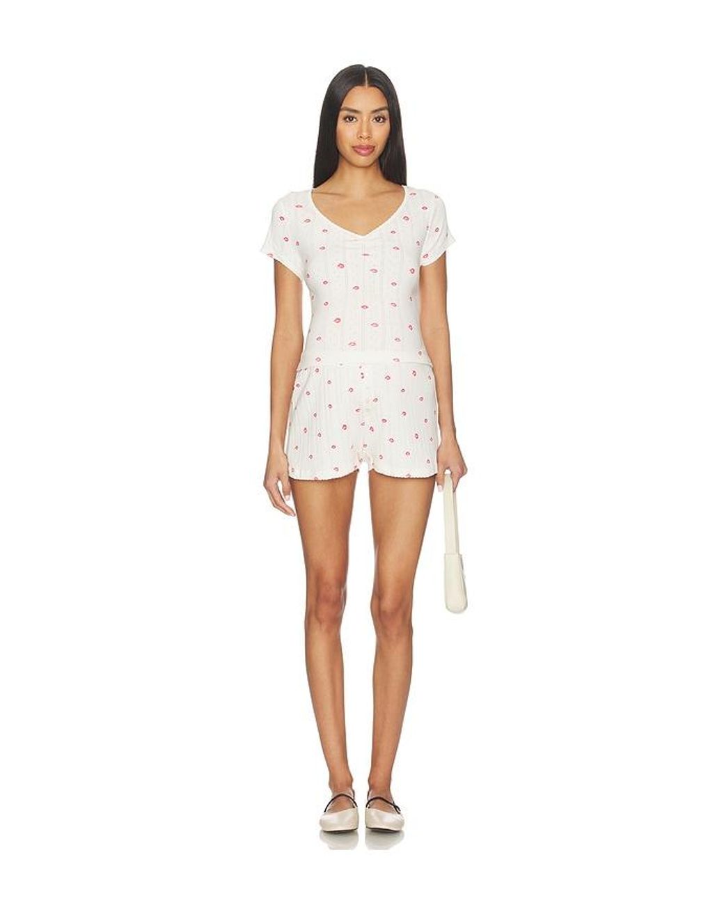 HATCH White The Pointelle Sweetheart Tee