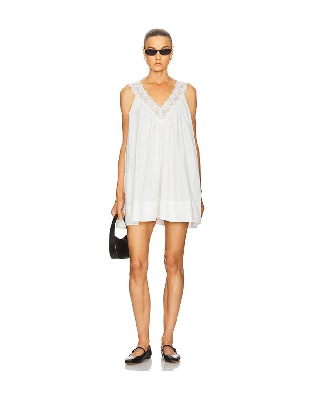 Helsa White Mini Dress With Lace