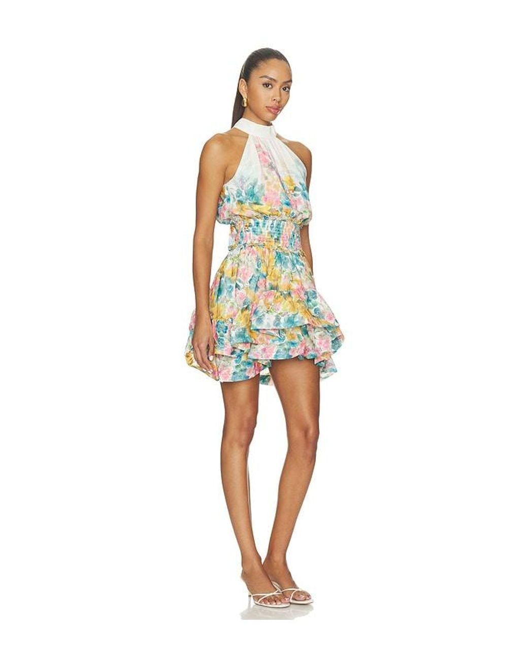 Elliatt Multicolor Clementina Halter Neck Fit And Flare Mini Dress