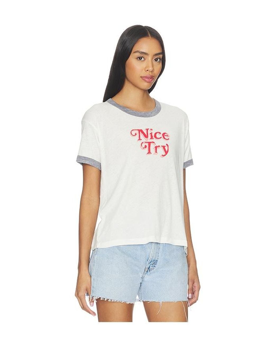Daydreamer White Nice Try Burnout Ringer Tee