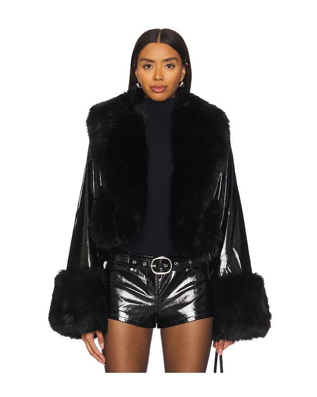 Lovers + Friends Black Faux Fur Trim Jacket
