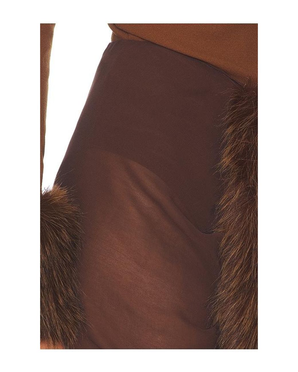 Bronx and Banco Brown Mesh & Faux Fur Maxi Skirt