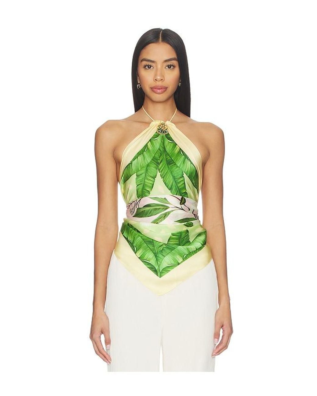 VERANDAH Green Crystal Scarf Blouse