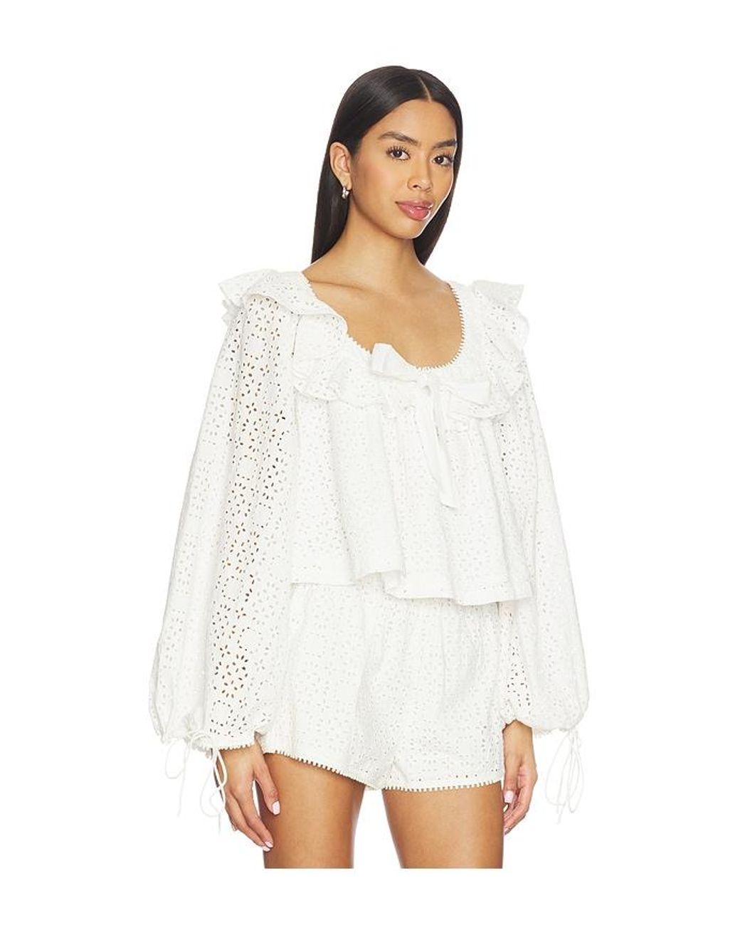 For Love & Lemons White Willa Eyelet Top