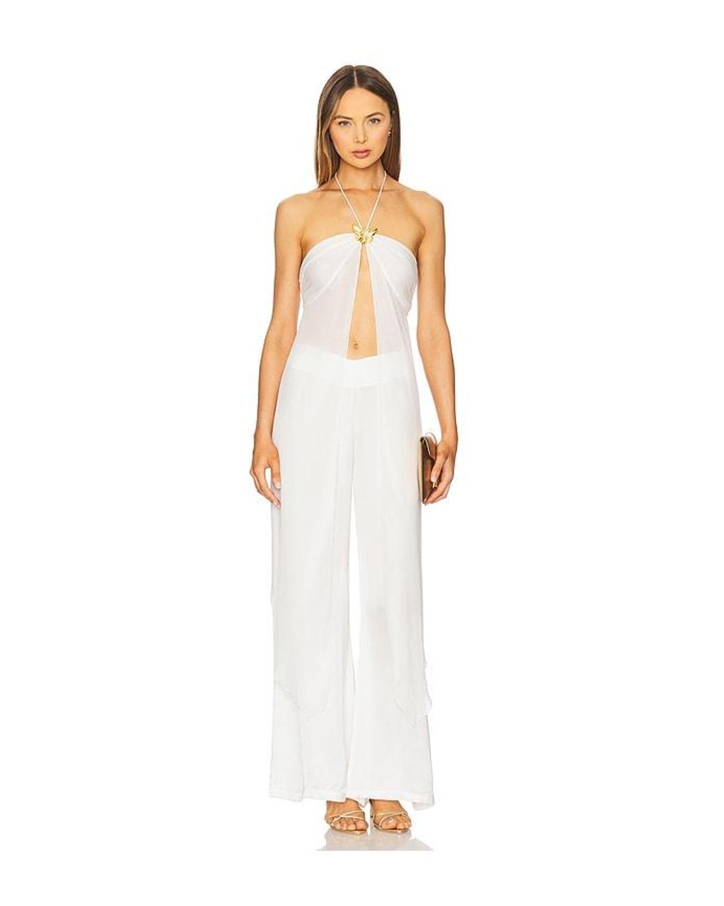 Cin Cin White Coral Orchid Drape Top
