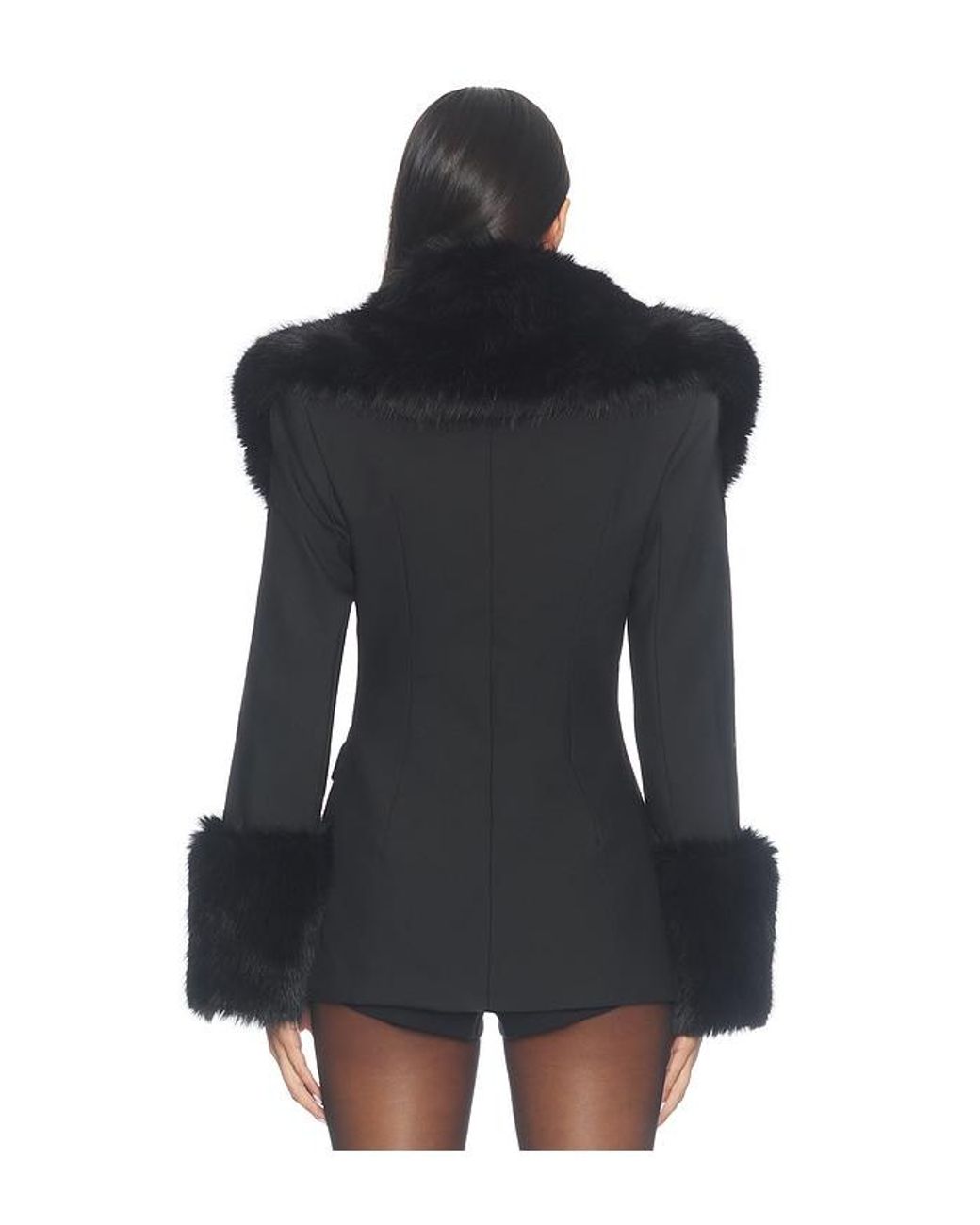 Naked Wardrobe Black Suiting Faux Fur Blazer