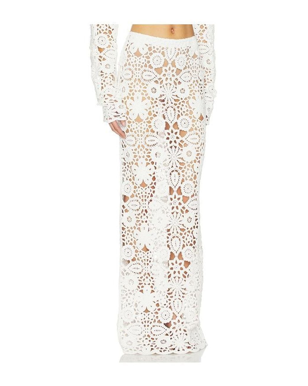 SNDY'S Natural Tala Crochet Maxi Skirt