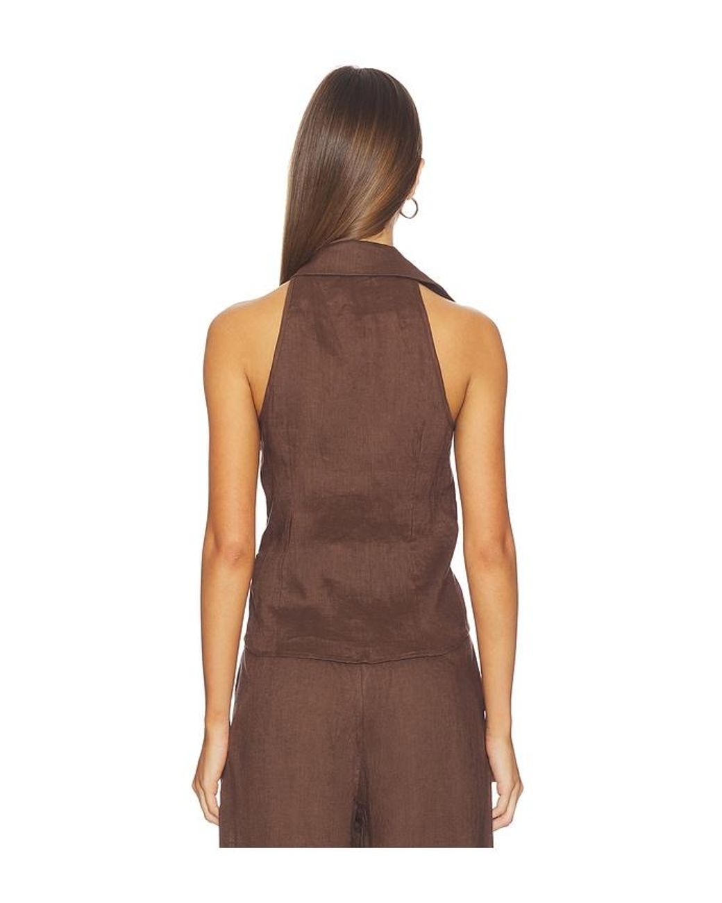 AEXAE Brown Linen Sweetheart Top
