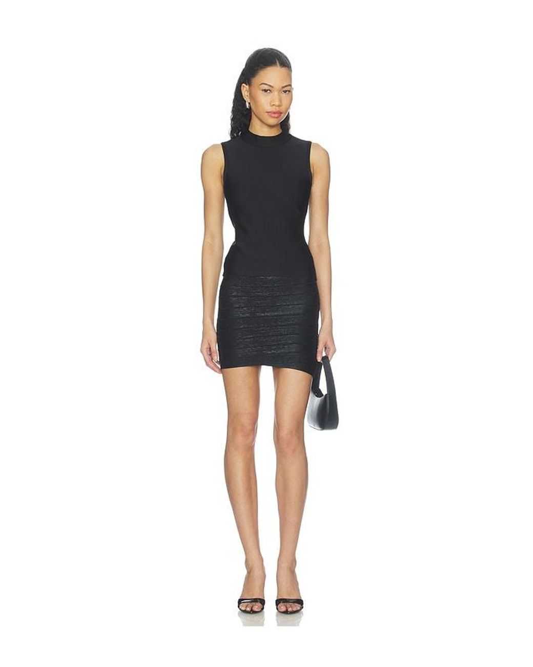 Hervé Léger Black The Metallic Jenna Skirt