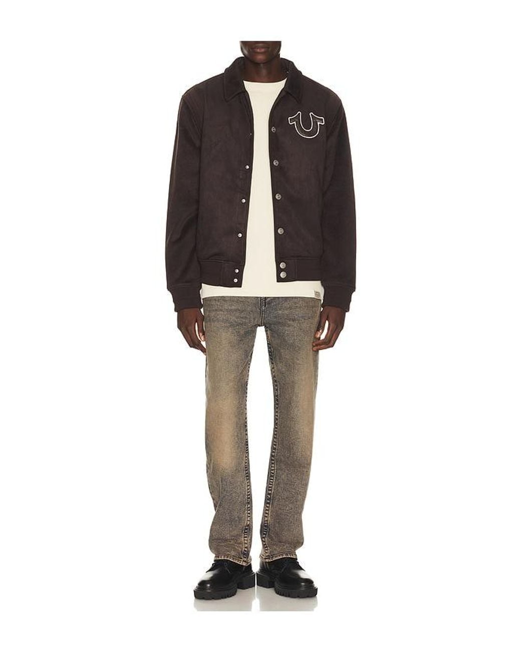 True Religion Black Suede Bomber Jacket for men